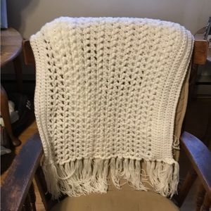 Hand crochet white shawl